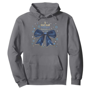 Happy Hanukkah Hoodie Coquette Hanukkah Bow Jewish Menorah TS10 Charcoal Print Your Wear
