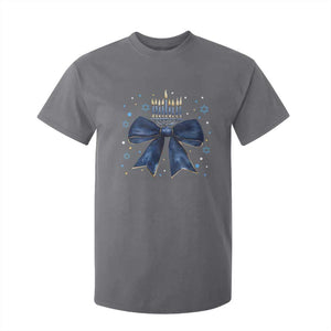 Happy Hanukkah T Shirt For Kid Coquette Hanukkah Bow Jewish Menorah TS10 Charcoal Print Your Wear