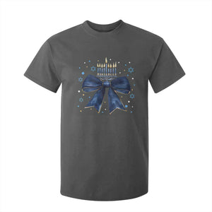 Happy Hanukkah T Shirt For Kid Coquette Hanukkah Bow Jewish Menorah TS10 Dark Heather Print Your Wear