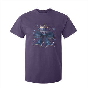 Happy Hanukkah T Shirt For Kid Coquette Hanukkah Bow Jewish Menorah TS10 Purple Print Your Wear