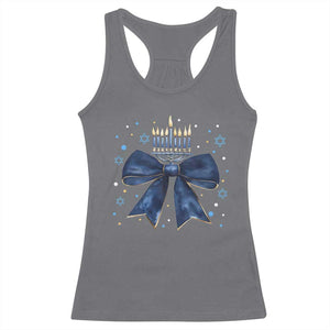 Happy Hanukkah Racerback Tank Top Coquette Hanukkah Bow Jewish Menorah TS10 Charcoal Print Your Wear