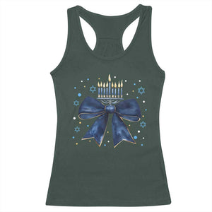 Happy Hanukkah Racerback Tank Top Coquette Hanukkah Bow Jewish Menorah TS10 Dark Forest Green Print Your Wear