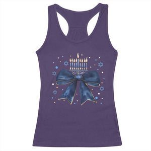 Happy Hanukkah Racerback Tank Top Coquette Hanukkah Bow Jewish Menorah TS10 Purple Print Your Wear