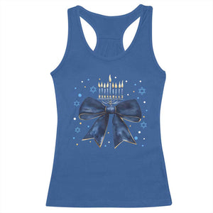 Happy Hanukkah Racerback Tank Top Coquette Hanukkah Bow Jewish Menorah TS10 Royal Blue Print Your Wear