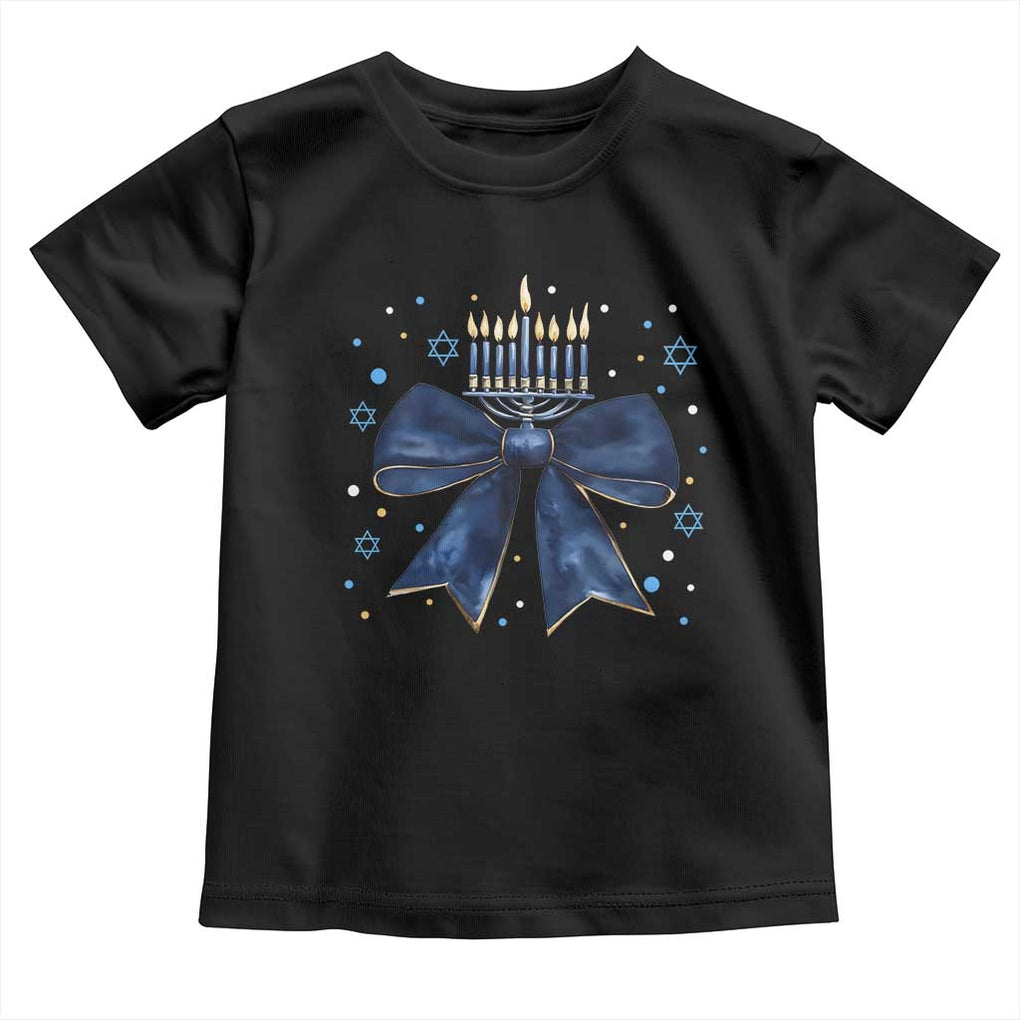 Happy Hanukkah Toddler T Shirt Coquette Hanukkah Bow Jewish Menorah TS10 Black Print Your Wear