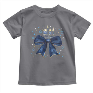 Happy Hanukkah Toddler T Shirt Coquette Hanukkah Bow Jewish Menorah TS10 Charcoal Print Your Wear