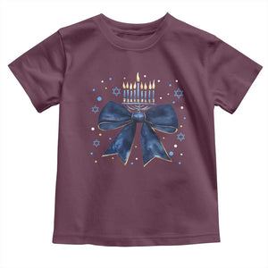 Happy Hanukkah Toddler T Shirt Coquette Hanukkah Bow Jewish Menorah TS10 Maroon Print Your Wear