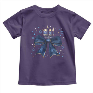 Happy Hanukkah Toddler T Shirt Coquette Hanukkah Bow Jewish Menorah TS10 Purple Print Your Wear