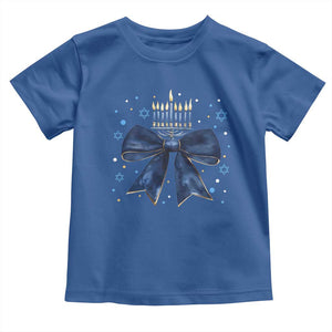 Happy Hanukkah Toddler T Shirt Coquette Hanukkah Bow Jewish Menorah TS10 Royal Blue Print Your Wear