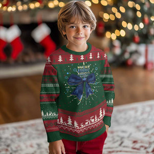 Happy Hanukkah Ugly Christmas Sweater Coquette Hanukkah Bow Jewish Menorah TS10 Christmas Print Your Wear