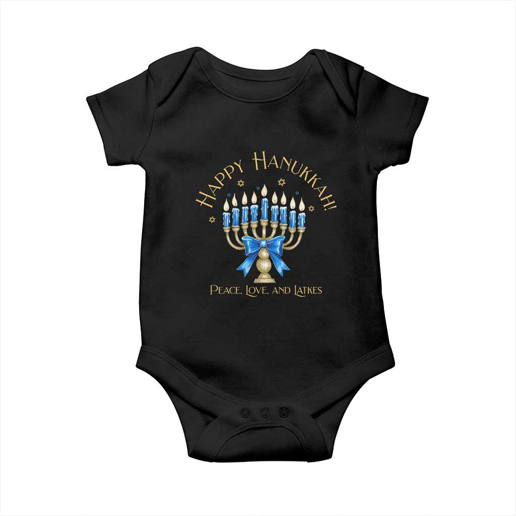 Happy Hanukkah Baby Onesie Jewish Menorah Coquette Bow TS10 Black Print Your Wear