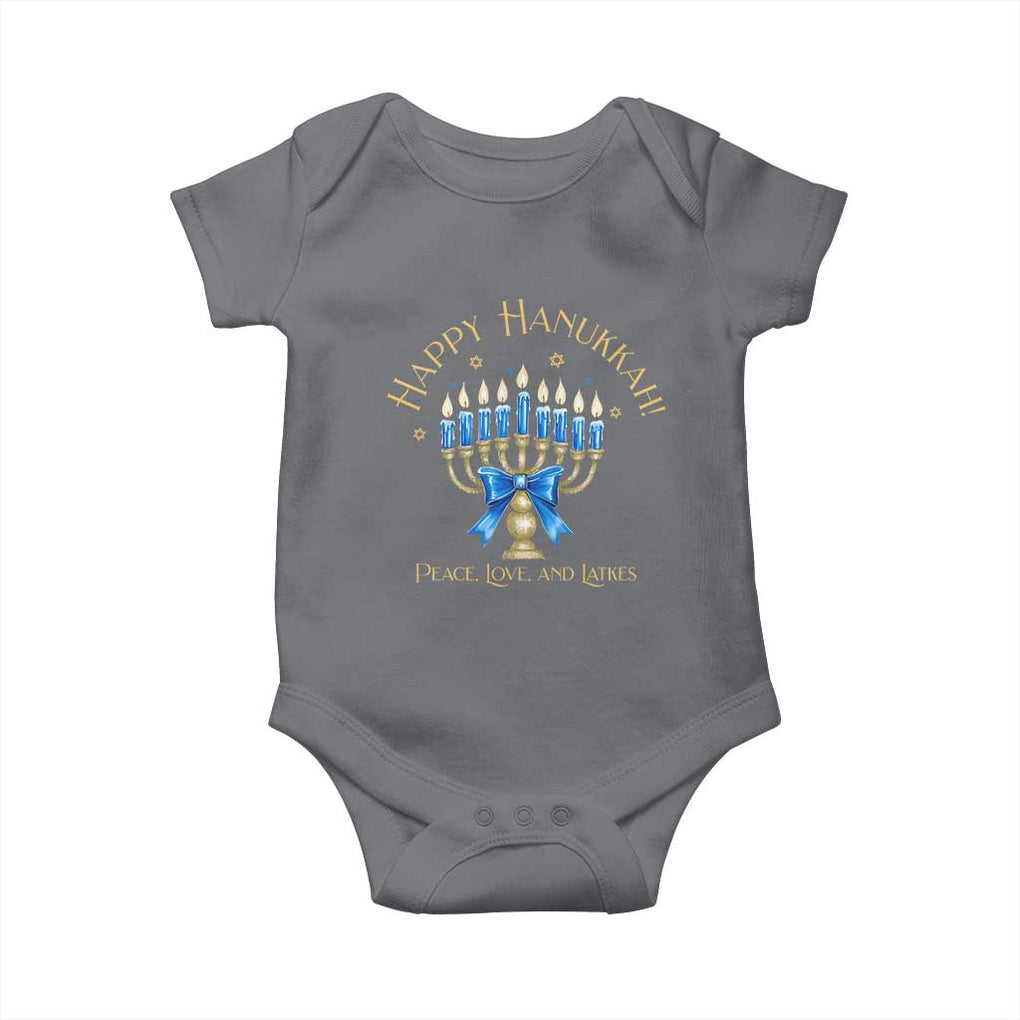 Happy Hanukkah Baby Onesie Jewish Menorah Coquette Bow TS10 Charcoal Print Your Wear