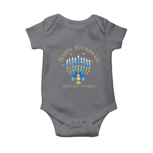 Happy Hanukkah Baby Onesie Jewish Menorah Coquette Bow TS10 Charcoal Print Your Wear