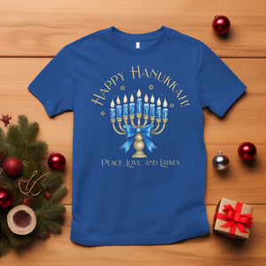 Happy Hanukkah T Shirt Jewish Menorah Coquette Bow TS10 Royal Blue Print Your Wear