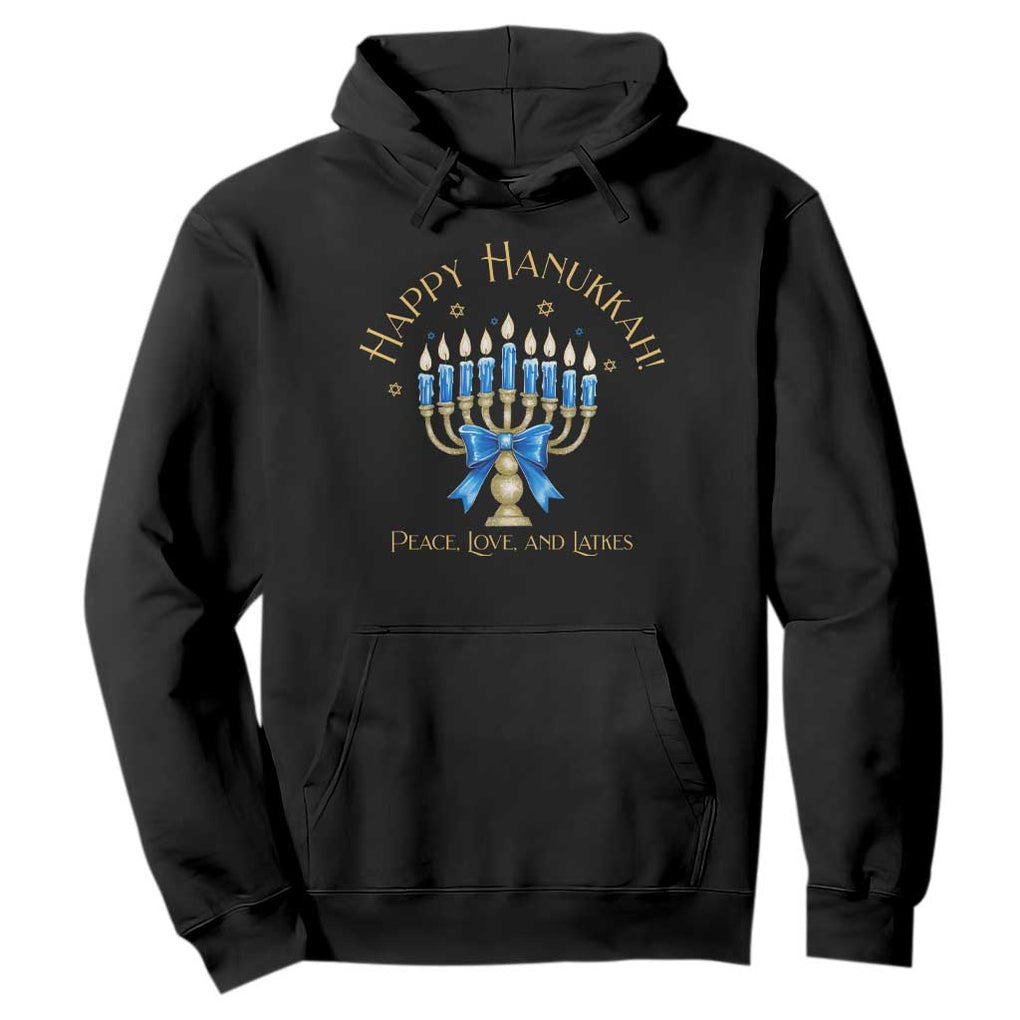 Happy Hanukkah Hoodie Jewish Menorah Coquette Bow TS10 Black Print Your Wear