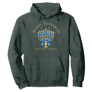 Happy Hanukkah Hoodie Jewish Menorah Coquette Bow TS10 Dark Forest Green Print Your Wear