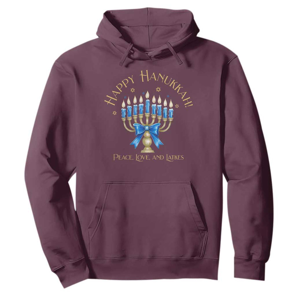 Happy Hanukkah Hoodie Jewish Menorah Coquette Bow TS10 Maroon Print Your Wear