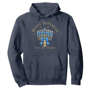 Happy Hanukkah Hoodie Jewish Menorah Coquette Bow TS10 Navy Print Your Wear