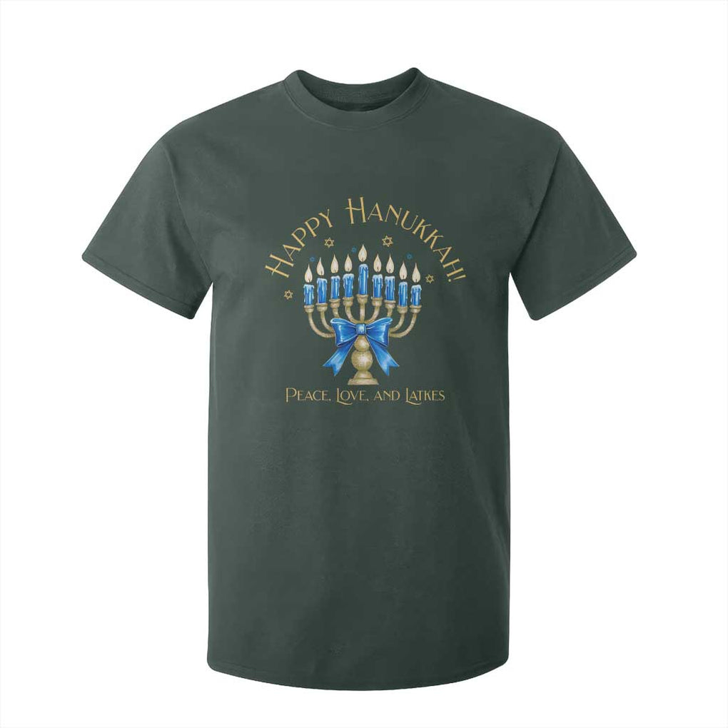 Happy Hanukkah T Shirt For Kid Jewish Menorah Coquette Bow TS10 Dark Forest Green Print Your Wear