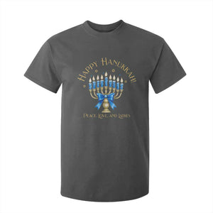 Happy Hanukkah T Shirt For Kid Jewish Menorah Coquette Bow TS10 Dark Heather Print Your Wear