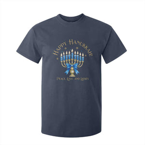 Happy Hanukkah T Shirt For Kid Jewish Menorah Coquette Bow TS10 Navy Print Your Wear