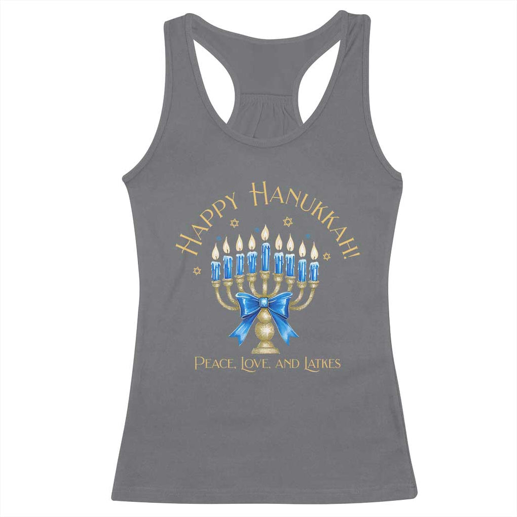 Happy Hanukkah Racerback Tank Top Jewish Menorah Coquette Bow TS10 Charcoal Print Your Wear