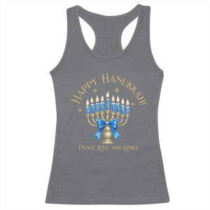 Happy Hanukkah Racerback Tank Top Jewish Menorah Coquette Bow TS10 Charcoal Print Your Wear