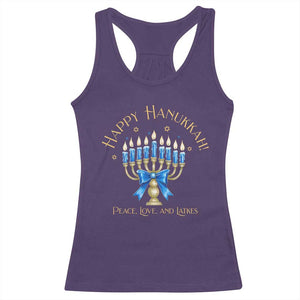 Happy Hanukkah Racerback Tank Top Jewish Menorah Coquette Bow TS10 Purple Print Your Wear