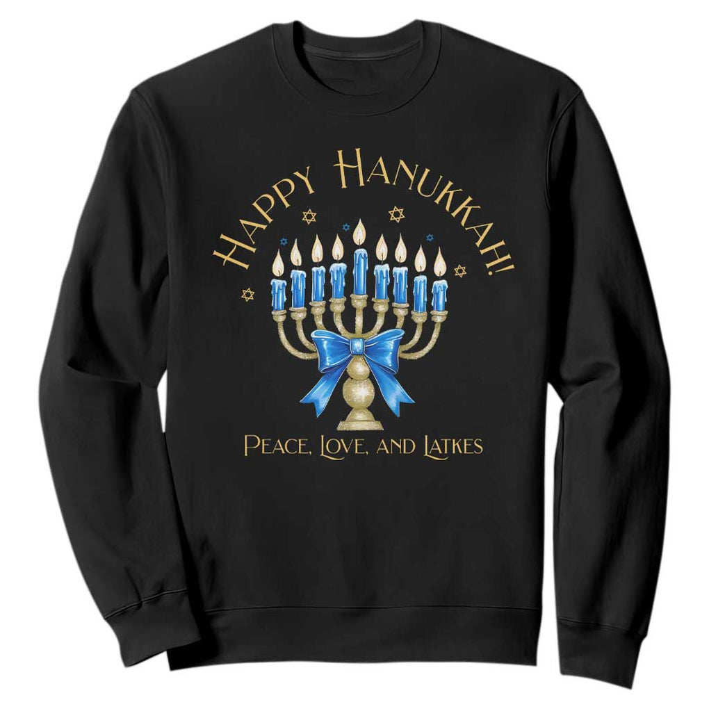 Happy Hanukkah Sweatshirt Jewish Menorah Coquette Bow TS10 Black Print Your Wear