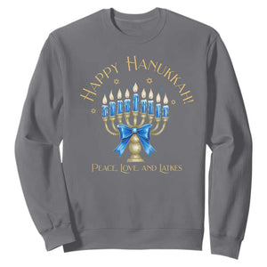 Happy Hanukkah Sweatshirt Jewish Menorah Coquette Bow TS10 Charcoal Print Your Wear