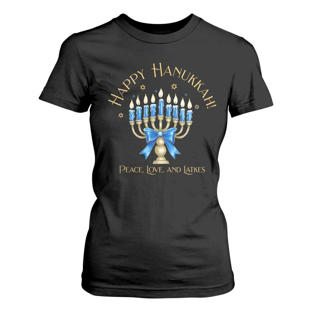 Happy Hanukkah T Shirt For Women Jewish Menorah Coquette Bow TS10 Black Print Your Wear