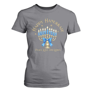 Happy Hanukkah T Shirt For Women Jewish Menorah Coquette Bow TS10 Charcoal Print Your Wear
