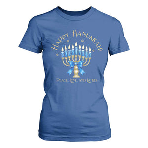 Happy Hanukkah T Shirt For Women Jewish Menorah Coquette Bow TS10 Royal Blue Print Your Wear