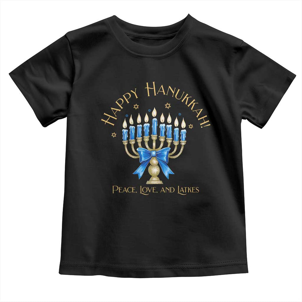 Happy Hanukkah Toddler T Shirt Jewish Menorah Coquette Bow TS10 Black Print Your Wear