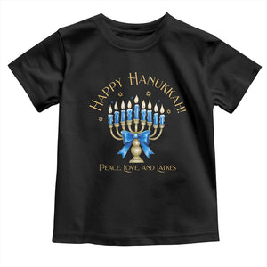 Happy Hanukkah Toddler T Shirt Jewish Menorah Coquette Bow TS10 Black Print Your Wear