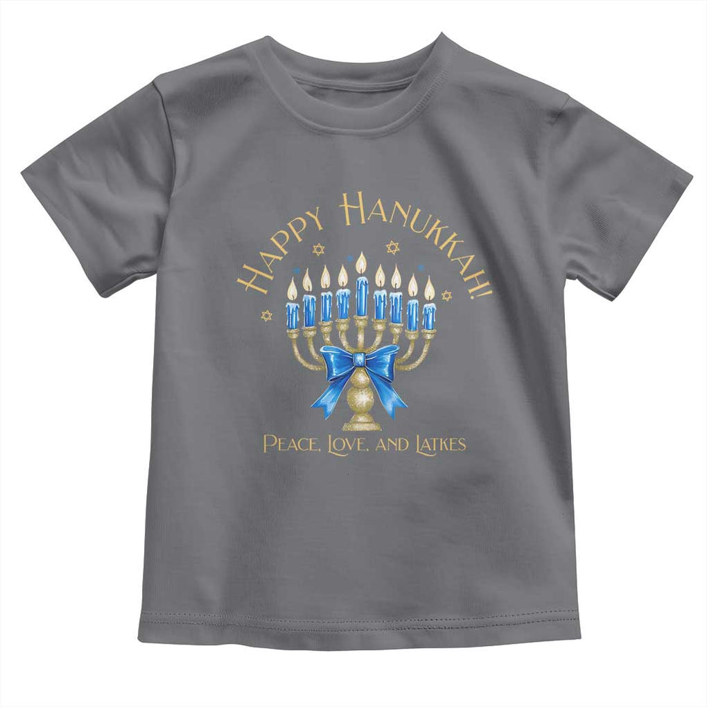 Happy Hanukkah Toddler T Shirt Jewish Menorah Coquette Bow TS10 Charcoal Print Your Wear