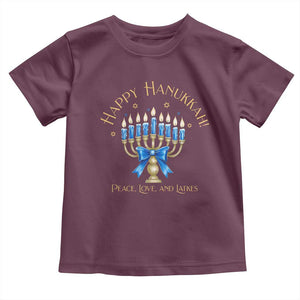 Happy Hanukkah Toddler T Shirt Jewish Menorah Coquette Bow TS10 Maroon Print Your Wear