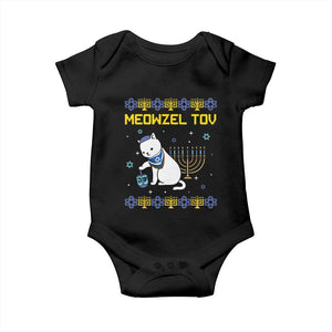 Happy Hanukkah Baby Onesie Menorah Meowzel Tov Ugly Hanukkah TS10 Black Print Your Wear