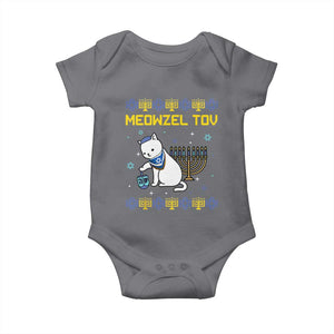 Happy Hanukkah Baby Onesie Menorah Meowzel Tov Ugly Hanukkah TS10 Charcoal Print Your Wear
