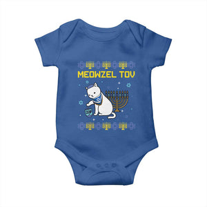 Happy Hanukkah Baby Onesie Menorah Meowzel Tov Ugly Hanukkah TS10 Royal Blue Print Your Wear