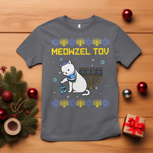 Happy Hanukkah T Shirt Menorah Meowzel Tov Ugly Hanukkah TS10 Charcoal Print Your Wear