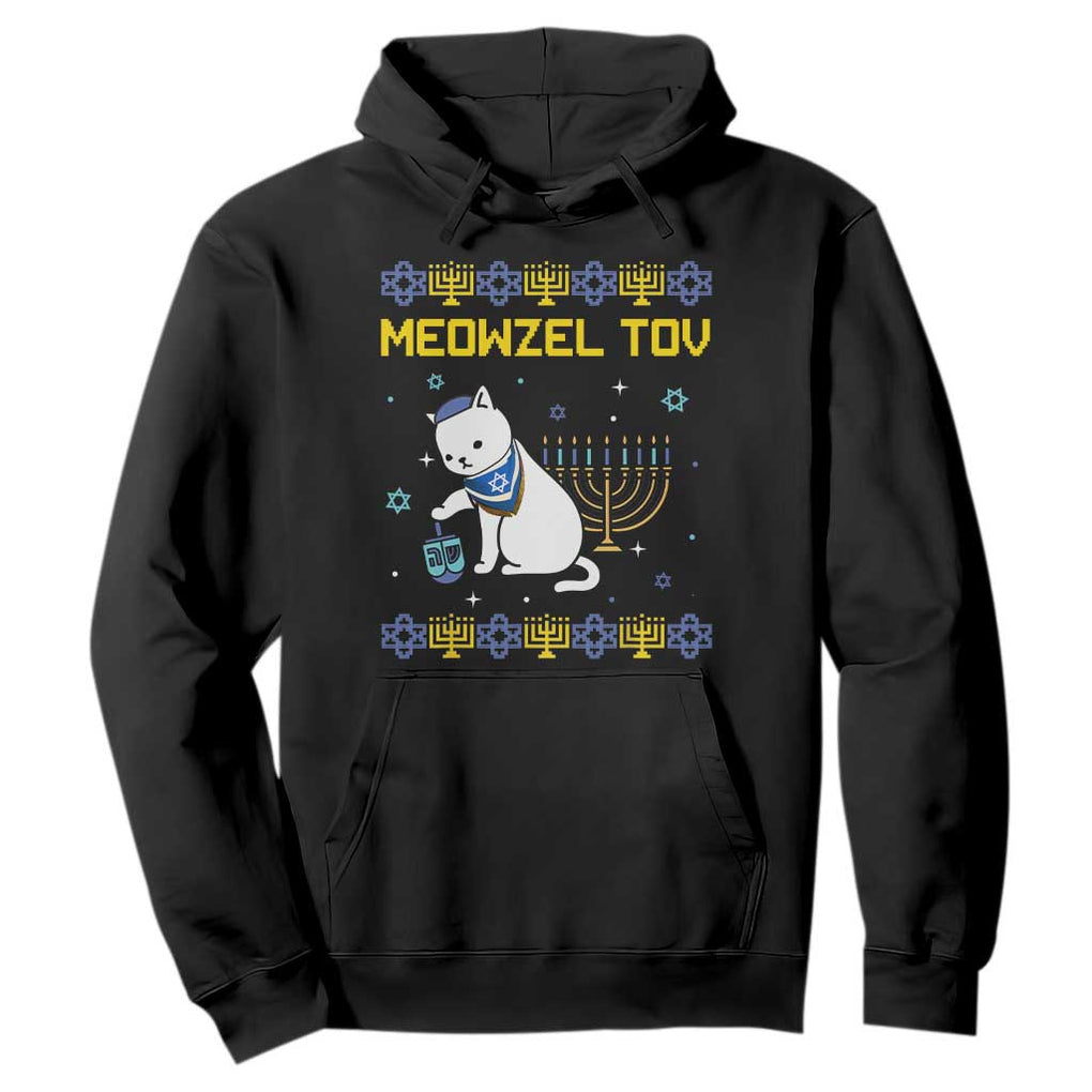 Happy Hanukkah Hoodie Menorah Meowzel Tov Ugly Hanukkah TS10 Black Print Your Wear