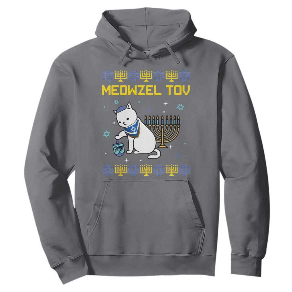 Happy Hanukkah Hoodie Menorah Meowzel Tov Ugly Hanukkah TS10 Charcoal Print Your Wear
