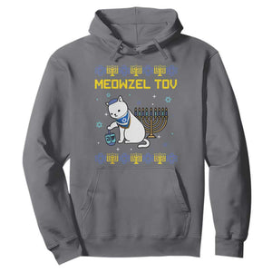 Happy Hanukkah Hoodie Menorah Meowzel Tov Ugly Hanukkah TS10 Charcoal Print Your Wear