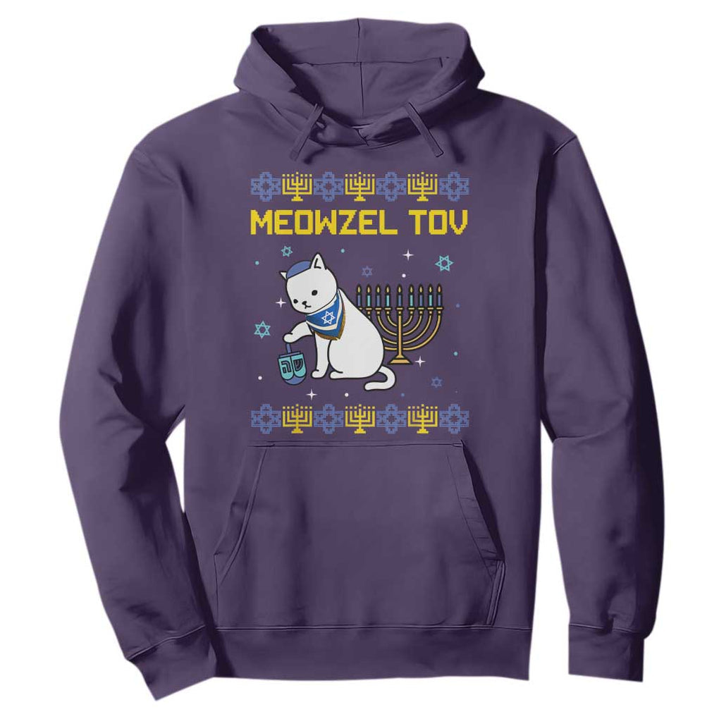 Happy Hanukkah Hoodie Menorah Meowzel Tov Ugly Hanukkah TS10 Purple Print Your Wear