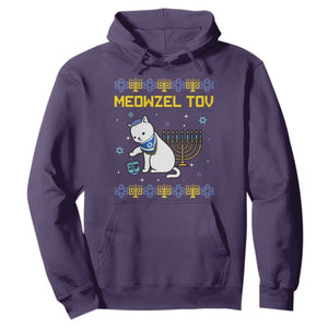 Happy Hanukkah Hoodie Menorah Meowzel Tov Ugly Hanukkah TS10 Purple Print Your Wear