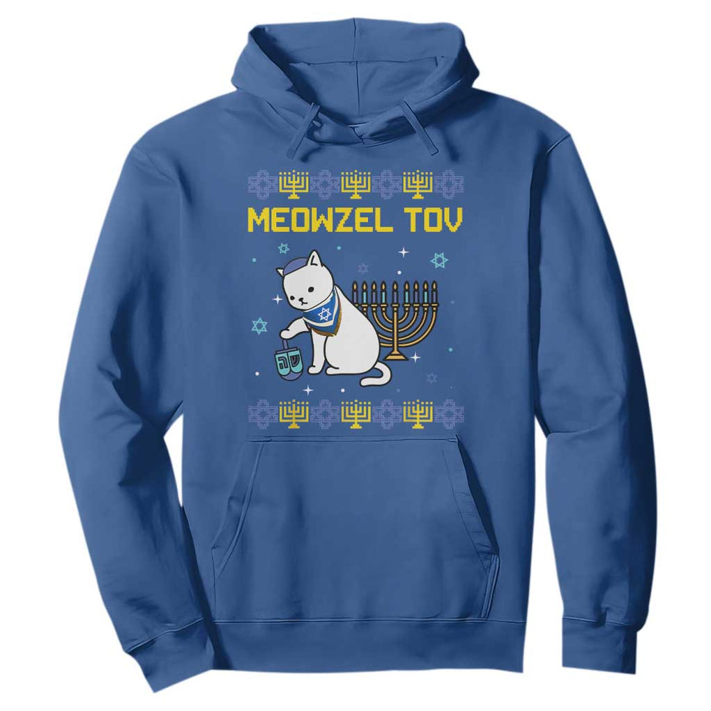 Happy Hanukkah Hoodie Menorah Meowzel Tov Ugly Hanukkah TS10 Royal Blue Print Your Wear