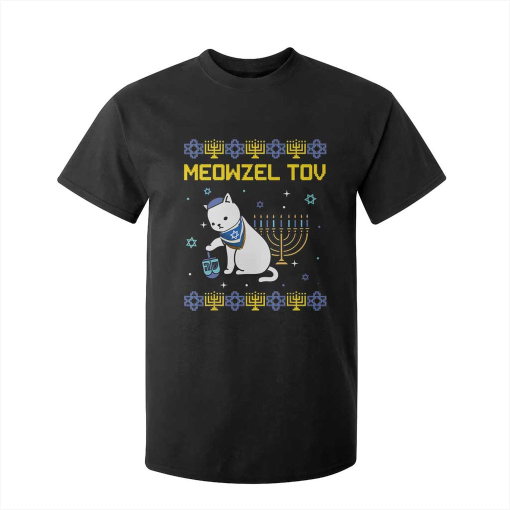 Happy Hanukkah T Shirt For Kid Menorah Meowzel Tov Ugly Hanukkah TS10 Black Print Your Wear