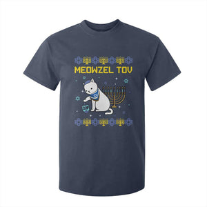 Happy Hanukkah T Shirt For Kid Menorah Meowzel Tov Ugly Hanukkah TS10 Navy Print Your Wear