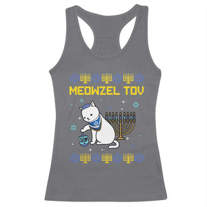 Happy Hanukkah Racerback Tank Top Menorah Meowzel Tov Ugly Hanukkah TS10 Charcoal Print Your Wear